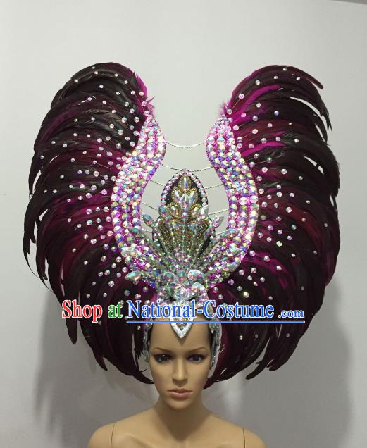 Brazilian Rio Carnival Samba Dance Deluxe Feather Headdress Stage Performance Hair Accessories for Women