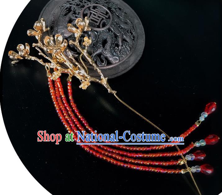 Chinese Traditional Hair Accessories Ancient Red Tassel Hair Clip Hairpins for Women