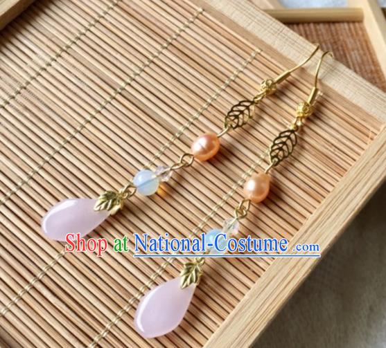 Handmade Chinese Traditional Accessories Hanfu Pearls Earrings for Women