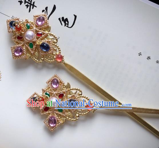 Chinese Traditional Hair Accessories Crystal Hair Clip Ancient Hanfu Hairpins for Women