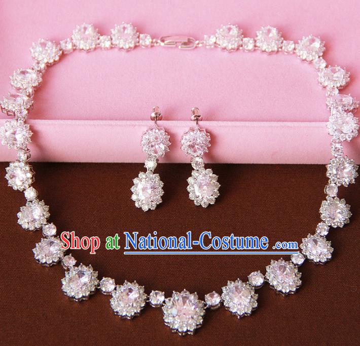 Top Grade Wedding Bride Jewelry Accessories Zircon Crystal Necklace and Earrings for Women