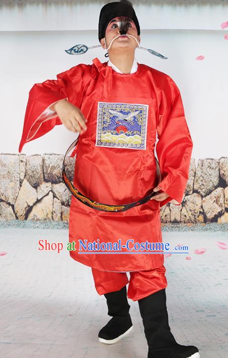 Professional Chinese Beijing Opera Costumes Peking Opera Sesame Official Red Robe and Boots for Adults