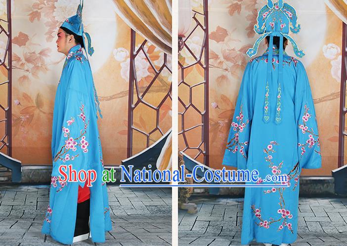 Traditional China Beijing Opera Costume Gifted Scholar Embroidered Robe and Hat Ancient Chinese Peking Opera Embroidery Clothing