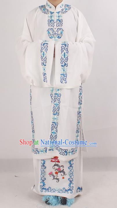 Professional Chinese Peking Opera Diva Embroidered White Costumes for Adults