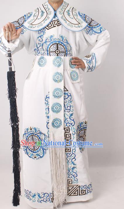 Professional Chinese Peking Opera Takefu Embroidered White Costume for Adults