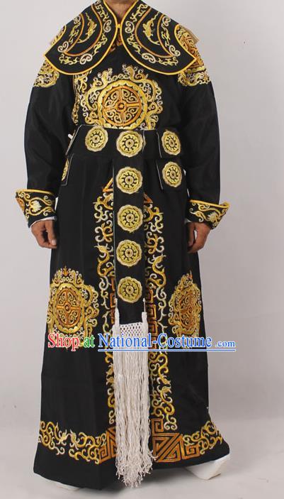 Professional Chinese Peking Opera Takefu Embroidered Black Costume for Adults