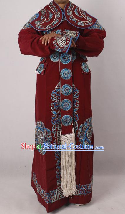 Professional Chinese Peking Opera Takefu Embroidered Amaranth Costume for Adults