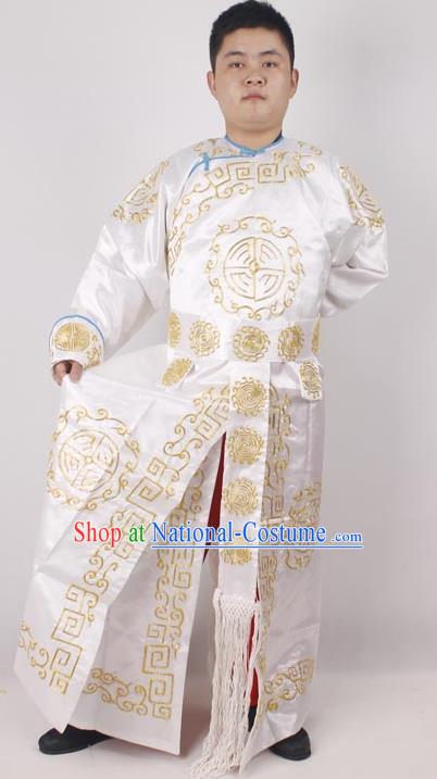 Professional Chinese Peking Opera Takefu White Embroidered Costume for Adults