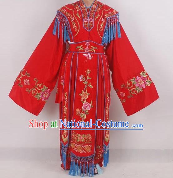 Professional Chinese Peking Opera Diva Costumes Ancient Fairy Embroidered Red Dress for Adults