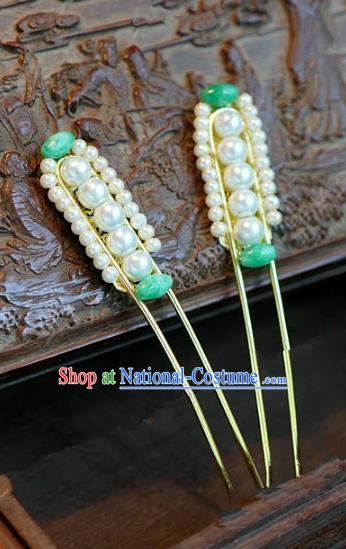 Chinese Handmade Ancient Hair Accessories Ancient Hanfu Pearls Hairpins for Women