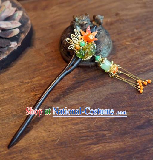 Chinese Handmade Ancient Hair Accessories Princess Ebony Tassel Hairpins for Women