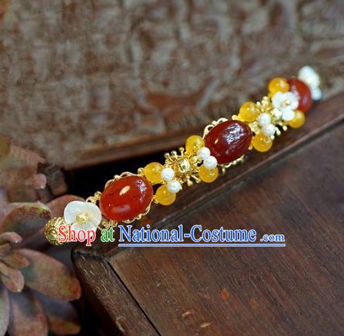 Chinese Handmade Ancient Hair Accessories Ancient Hanfu Agate Hairpins for Women