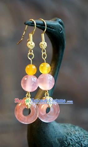 Chinese Handmade Ancient Bride Rose Crystal Earrings Jewelry Accessories for Women