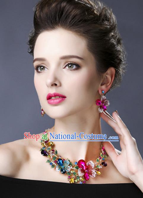 Top Grade Handmade Jewelry Accessories Bride Crystal Flowers Necklace for Women