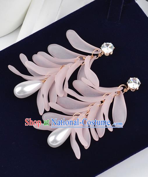 Top Grade Handmade Jewelry Accessories Bride Pink Pearl Earrings for Women