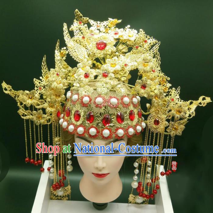 Chinese Ancient Handmade Phoenix Coronet Bride Hair Accessories Headwear for Women