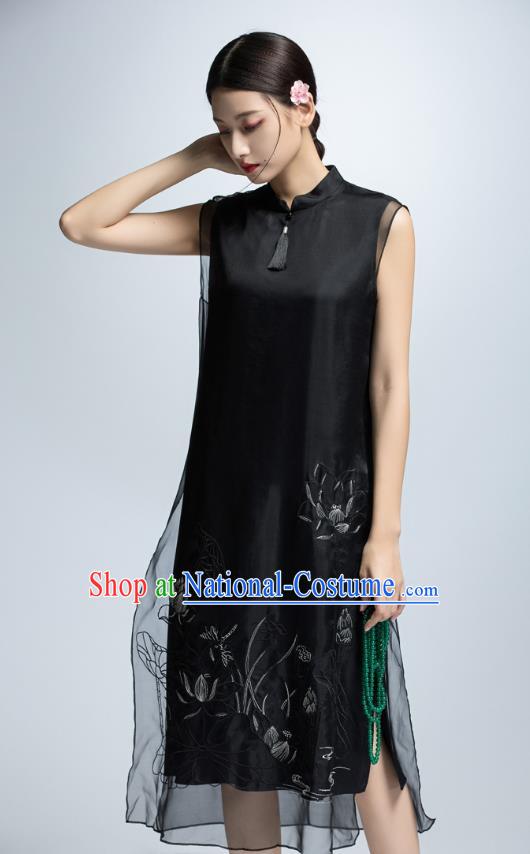 Chinese Traditional Embroidered Cheongsam Dress China National Costume for Women