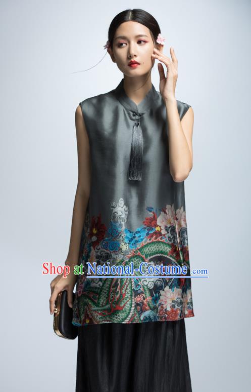 Chinese Traditional Costume Silk Cheongsam Blouse China National Upper Outer Garment for Women