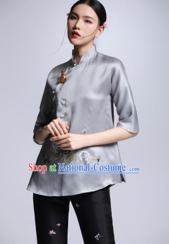 Traditional Ancient Chinese Young Women Cheongsam Dress Republic of China Tangsuit Stand Collar Blouse Dress Tang Suit Clothing