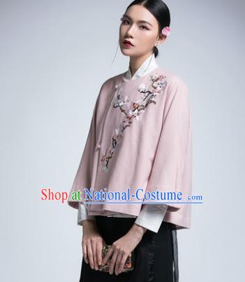 Chinese Traditional Tang Suit Pink Jacket China National Upper Outer Garment Cheongsam Shirt for Women