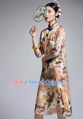 Traditional Ancient Chinese Young Women Cheongsam Dress Republic of China Tangsuit Stand Collar Blouse Dress Tang Suit Clothing