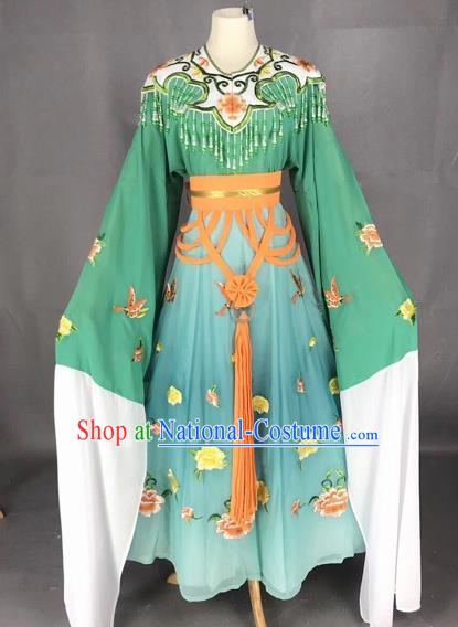 Chinese Traditional Beijing Opera Palace Princess Green Dress Peking Opera Diva Costumes for Adults