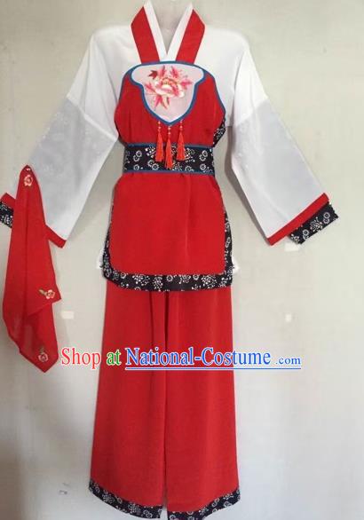 Traditional Chinese Peking Opera Servant-Girl Red Costume Beijing Opera Maidservant Dress for Adults