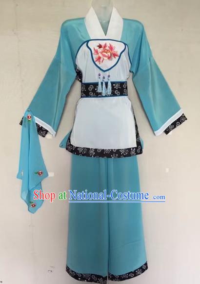 Traditional Chinese Peking Opera Servant-Girl Green Costume Beijing Opera Maidservant Dress for Adults