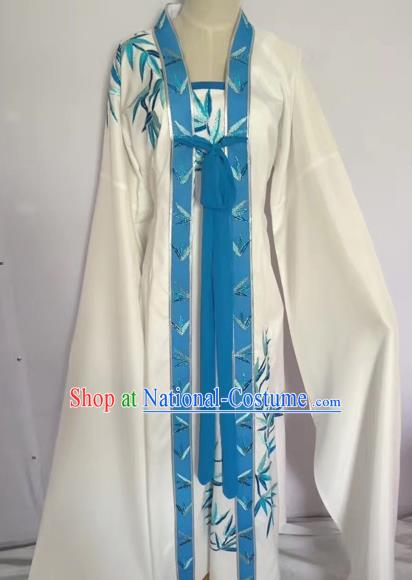 Chinese Peking Opera Young Lady White Dress Traditional Beijing Opera Diva Costumes for Adults