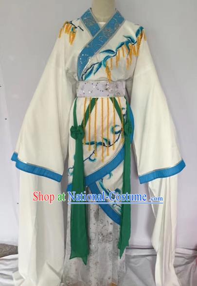 Chinese Ancient Peking Opera Princess Embroidered White Dress Traditional Beijing Opera Diva Costumes for Adults