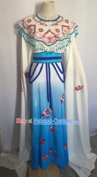 Chinese Ancient Peking Opera Young Lady Blue Dress Traditional Beijing Opera Diva Costumes for Adults