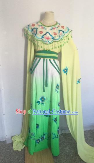 Chinese Ancient Peking Opera Young Lady Green Dress Traditional Beijing Opera Diva Costumes for Adults