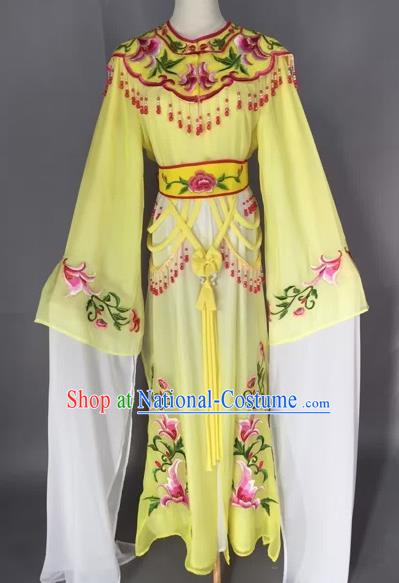 Chinese Beijing Opera Nobility Lady Yellow Dress Ancient Princess Costume for Adults