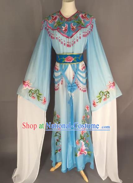 Chinese Beijing Opera Nobility Lady Blue Dress Ancient Princess Costume for Adults