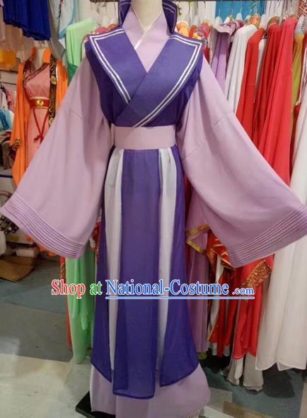 Chinese Traditional Peking Opera Diva Purple Dress Ancient Princess Costume for Adults