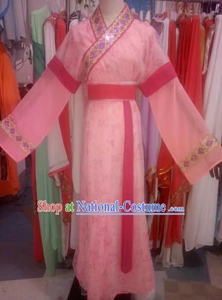 Chinese Traditional Peking Opera Diva Pink Dress Ancient Palace Lady Costume for Adults