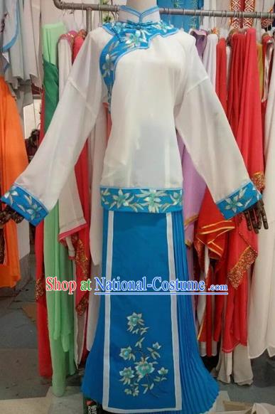 Chinese Traditional Peking Opera Diva Blue Dress Ancient Costume for Adults