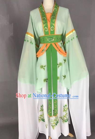 Chinese Traditional Peking Opera Diva Green Hanfu Dress Ancient Palace Princess Costume for Adults