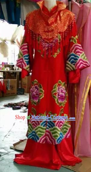 Chinese Traditional Peking Opera Red Hanfu Dress Ancient Bride Wedding Costume for Adults