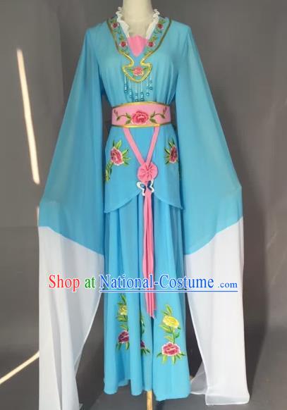 Chinese Beijing Opera Maidservants Blue Clothing Ancient Palace Lady Costume for Adults