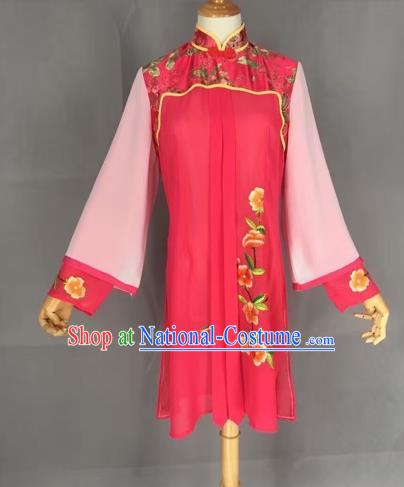 Chinese Traditional Peking Opera Actress Rosy Blouse Ancient Countrywoman Costume for Adults