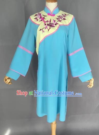 Chinese Traditional Peking Opera Actress Blue Blouse Ancient Countrywoman Costume for Adults