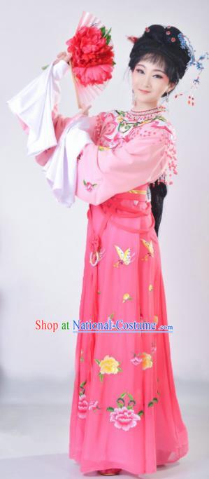 Chinese Traditional Beijing Opera Actress Pink Dress Ancient Palace Princess Costume for Adults