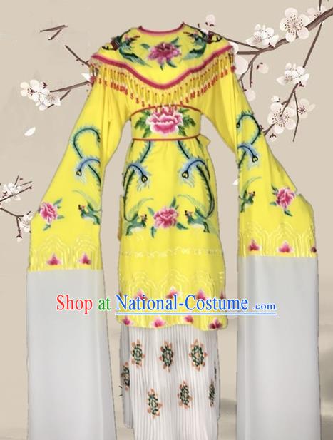 Chinese Traditional Beijing Opera Actress Yellow Dress Ancient Palace Empress Costume for Adults