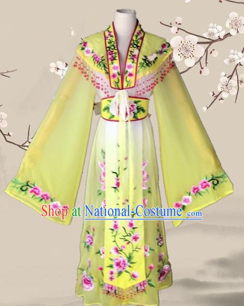 Chinese Ancient Palace Princess Costume Traditional Beijing Opera Actress Yellow Dress for Adults