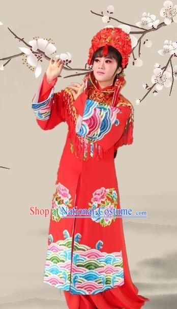 Chinese Ancient Bride Red Dress Traditional Beijing Opera Actress Costume for Adults