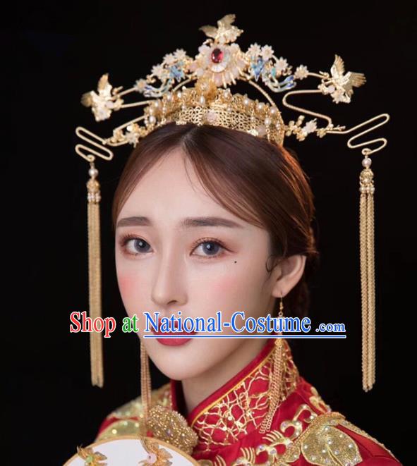 Chinese Ancient Hanfu Phoenix Coronet Wedding Hair Accessories Traditional Hairpins for Women