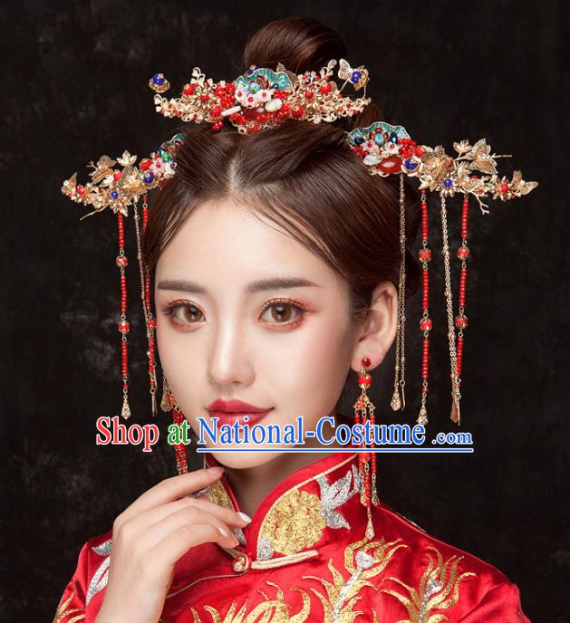 Chinese Ancient Hanfu Wedding Step Shake Hair Accessories Traditional Hairpins for Women