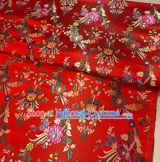 Asian Red Brocade Chinese Traditional Begonia Pattern Fabric Silk Fabric Chinese Fabric Material