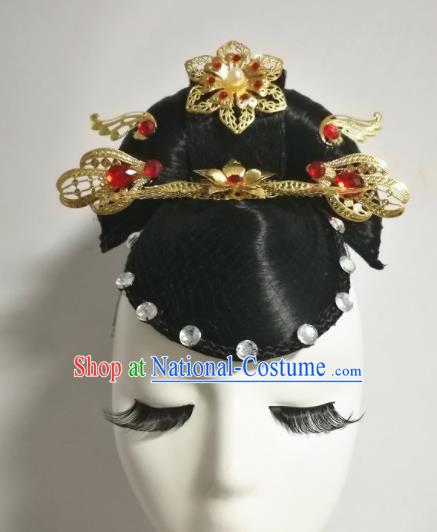 Chinese Traditional Classical Dance Hair Accessories Folk Dance Wig and Headwear for Women